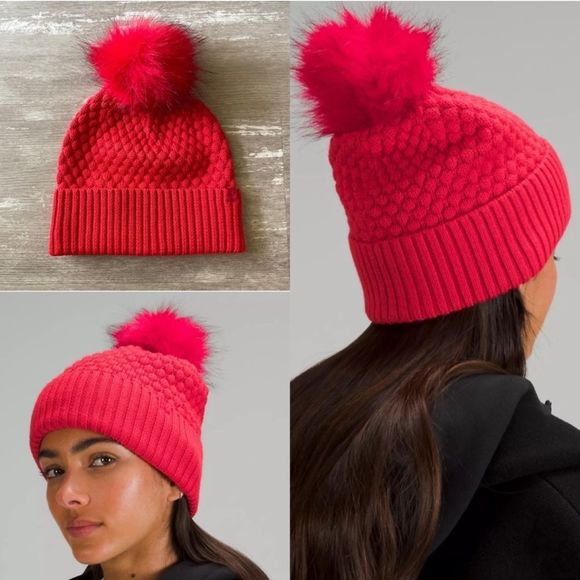 lululemon athletica Accessories - Lululemon Bubble Knit Pom Beanie - Carnation Red